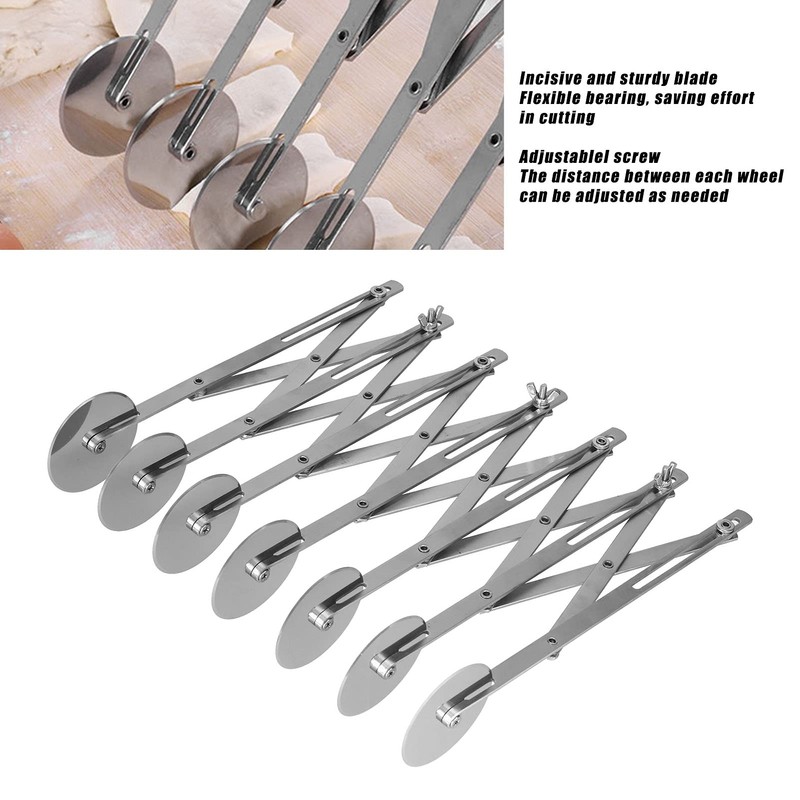 7 Wheel Pastry Cutter, Stainless Pizza Slicer with Adjustable Roller