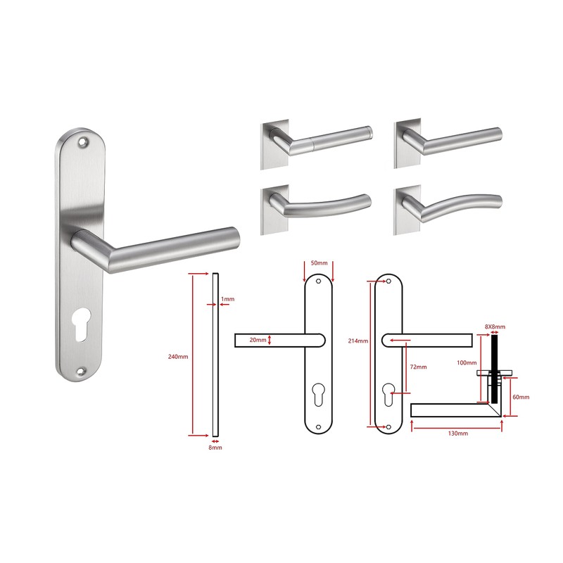Stahlia Handle set long plate renovation set stainless steel brushed