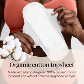 Cora 100% Organic Cotton Topsheet | Ultra Thin Period Pads with Wings | Overnight Absorbency | Ultra-Absorbent Sanitary Pads for Women (36 Count)