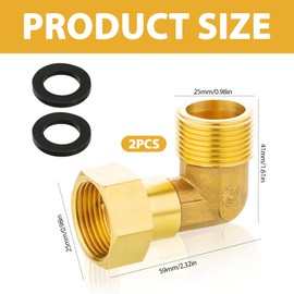 Messing Beweglich Verschraubung, 2Pcs 90 Grad Winkelverschraubung, Messing Winkel 90°, Winkel 90° 3/4" IG/AG Verschraubung für Wasserinstallationen und Zentralheizungssysteme