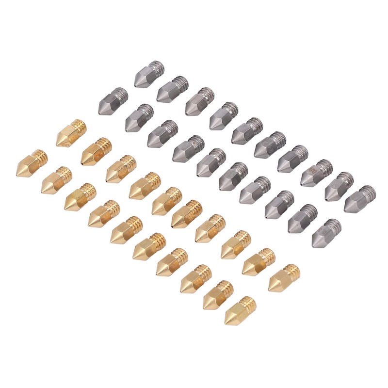 52Pcs 3D Printer Nozzle Stainless Steel Brass with Cleaning Tool