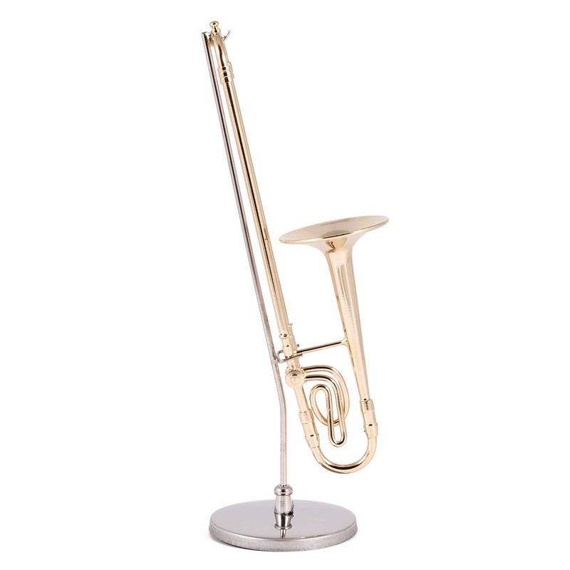 Broadway Gift Gold Trombone Music Instrument Miniature Replica with Case