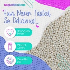 SugarMeLicious Pearls Sprinkles, Delicious Edible Pearl Sprinkles For Decorating Cakes, Cupcakes, Cookies, Ice Cream And Desserts, Vibrant Colors, Food-Safe & Resealable Pouch, (8mm, 4 oz, Green)
