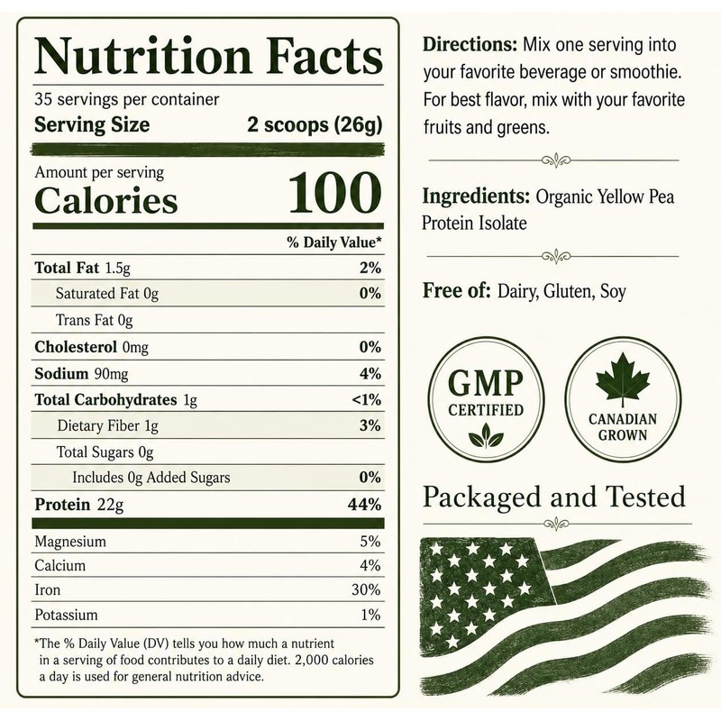 Source Organic - Premium Pea Protein Isolate - 100% Vegan
