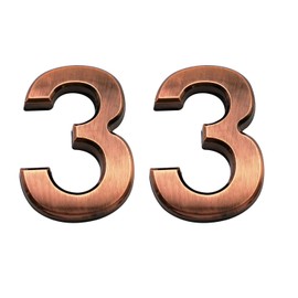 Cobata 2.75 Inch Adhesive House Numbers, Mailbox numbers, Street Door Numbers, Self-stick Address Signs for Apartments, Double Bronze Number 3