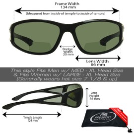 proSPORT Polarized Bifocal Maui Sunglass Readers Costa Fishing Gray Lens Sport Wrap Around Driving Side Shield Men Women Magnified 1.50 2.00 2.50