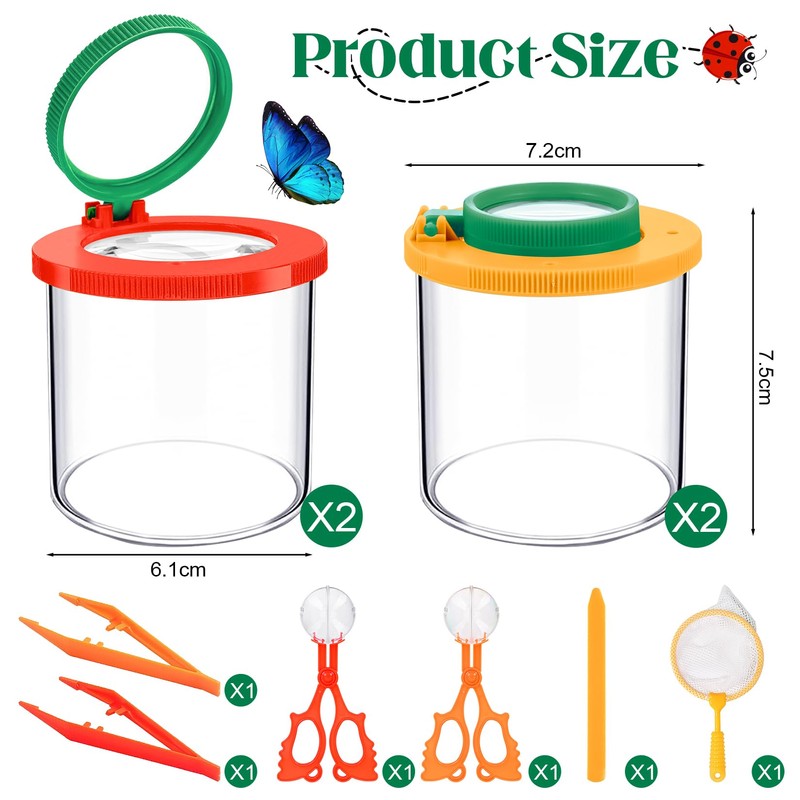 Forbabe Set di 10 lenti d'ingrandimento per insetti, per 3
