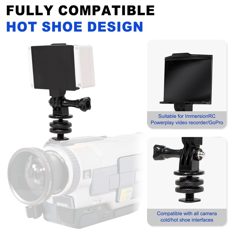 for ImmersionRC Powerplay Camera Hot Shoe Bracket, 360° Adjustable Angle,
