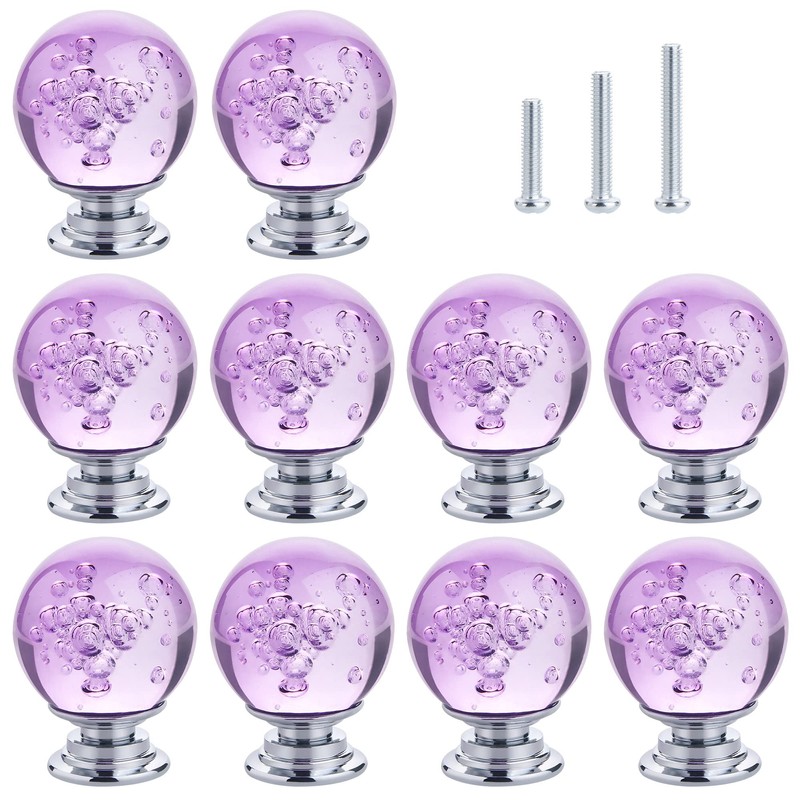 IEIK 10 PCS Crystal Cabinet Knobs Round Glass Bubbles Dresser
