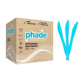 phade 100% Compostable Knives – BPI Certified Sustainable PHA Flatware, 750 Unwrapped Bulk Count, 7.1 Inch Eco-Friendly Disposable Utensils for Home, Events, Catering – Made in USA