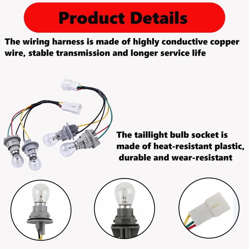 2Pcs 92451-4C500 Rear Tail Light Bulb Socket and Wire Harness