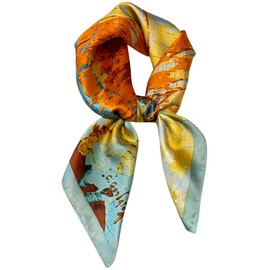 prinfantasy Women's Silk Feel Scarf, Headscarves, Neckerchief, Women's Elegant Silk Scarf, Business Silk Scarf, Bandana, Handkerchief, Neck Wrist Packaging, M070068