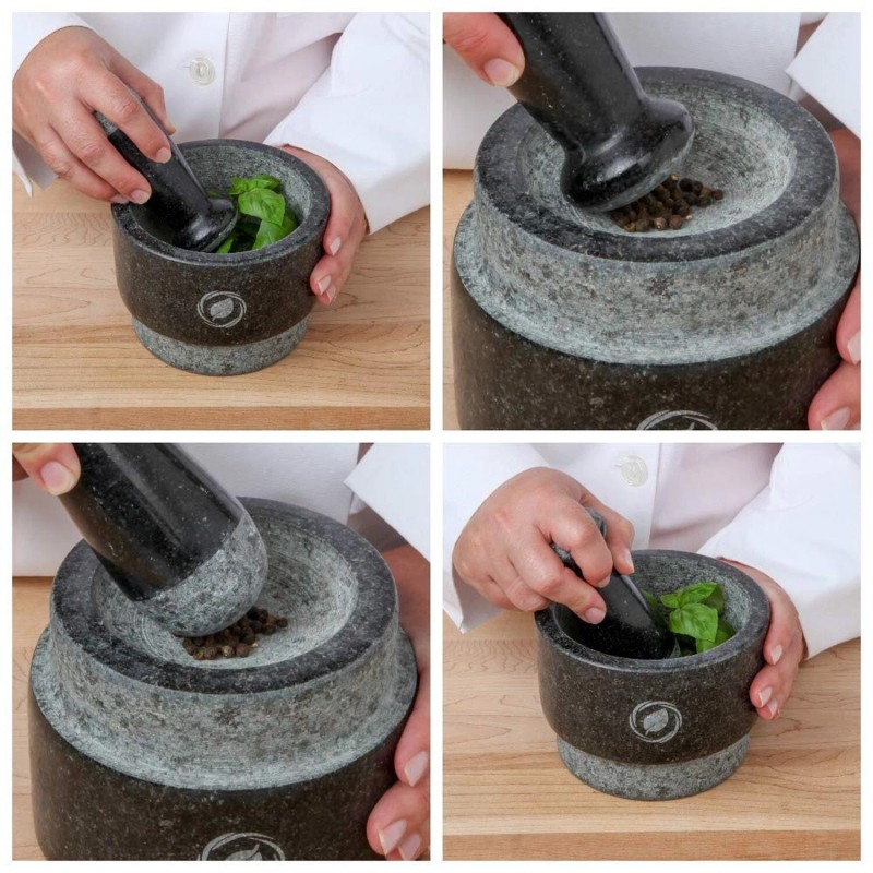Laevo Mortar and Pestle Large Set - Black Granite Stone