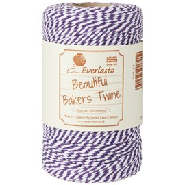 Quality Baker's Twine 100m -Violet/White Stripe 100% Cotton