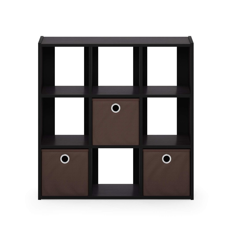 Furinno Simplistic 9-Cube Organizer, Dark Walnut