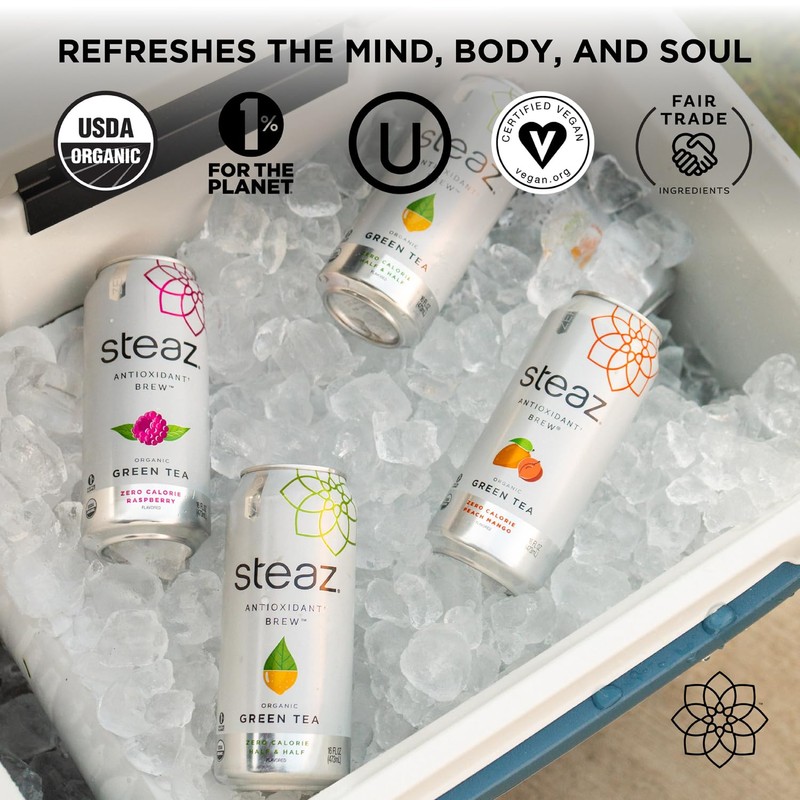 Steaz - Organic Green Tea - Zero Calorie Raspberry (12