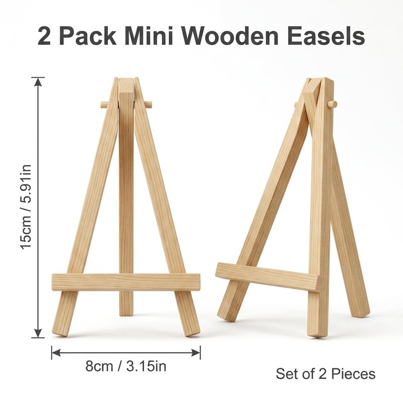 2pcs Mini Easel Stand, 15cm Small Wooden Tabletop Easels for
