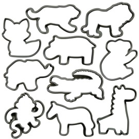 Moose Goods Safari Zoo Animal Cookie Cutters - Set of 10 Cookie Cutters outline - Includes Lion, Elephant, Tiger, Giraffe, Monkey, Zebra, Alligator, Koala, Fox, & Hippopotamus Cookie Cutter