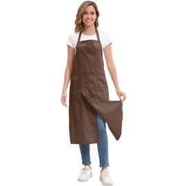 Nanxson Unisex Apron Potter Apron Long Apron with 3 Pockets Adjustable Buckle for Painting Ceramic Wheel DIY Art, brown