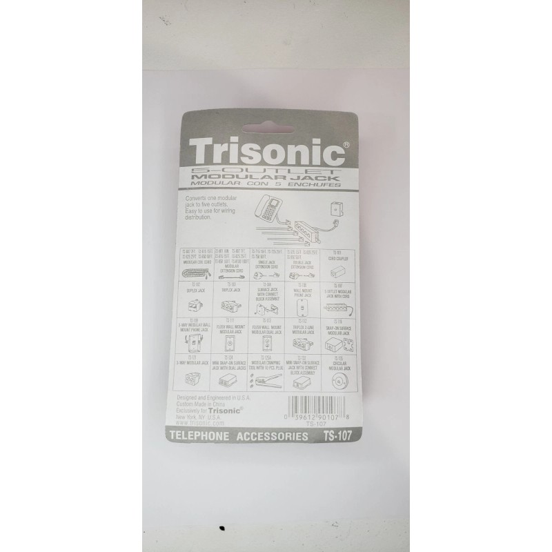 Trisonic 5-Outlet Modular Jack TS-107 Telephone Line Splitter Cable