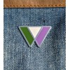 Applicable Pun Genderqueer Flag Triangles Lavender White and Green Enamel