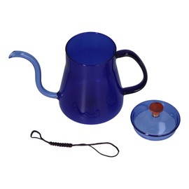 Coffee Kettle Glass Coffee Pot 600ML Coffee Drip Kettle Long Nozzle Kettle for Home KitchenBlue
