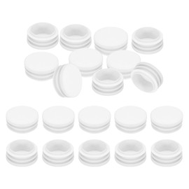 PATIKIL 1-1/4" Plastic Tubing End Caps, 20Pcs Round Hole Plug Insert for Round Iron Pipe Chair Leg Table Bookshelves Patio Furniture, White