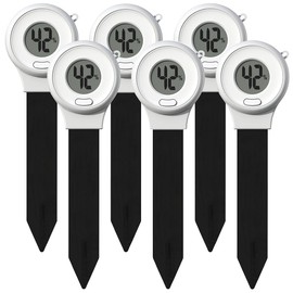 Royal Gardineer Bodenfeuchtemessgeräte: 6er-Set Digitale Boden-Feuchtigkeitsmessgeräte für Pflanzen, LCD (LCD-Bodenfeuchtigkeits-Messer, Feuchte Bodensensoren)