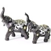Set of 2 Feng Shui Black Elephants Trunk Statue Lucky