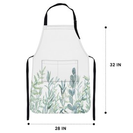Britimes Watercolor Floral Botanical Apron Home Kitchen Cooking Baking Gardening for Women Men with Pockets 32x28 inch