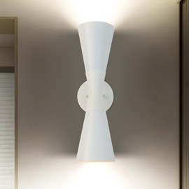 LPRZSG Modern Indoor Wall Sconce Up and Down White Wall Sconce Mid Century Indoor Wall Light Fixture Hardwired Wall Mounted Lamp for Living Room Bathroom Bedroom Hallway 13 Inch