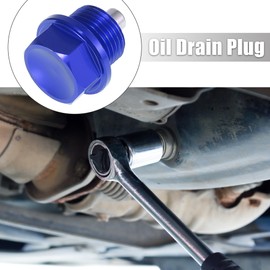 X AUTOHAUX Oil Drain Plug with Sealing Ring Magnet M18 x 1.5 Oil Pan Locking Screw Aluminium Alloy Drain Plug Blue