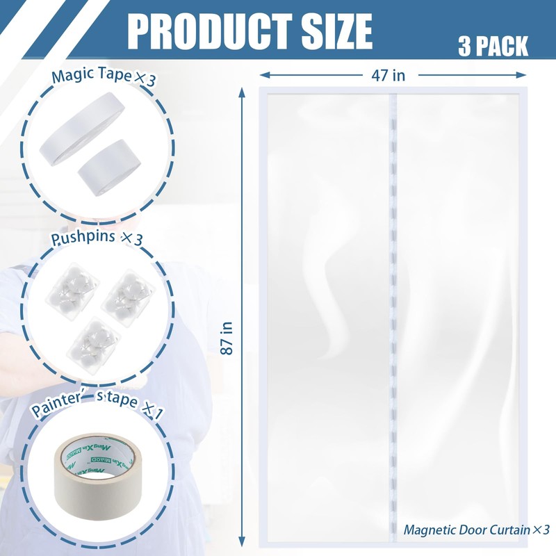 Preboun 3 Sets Dust Barrier Magnetic Dust Barrier Door Kit