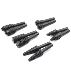 JIUWU 10pcs Black 6.35mm Shank Twist Rotary Burr Drill Bits Wood Carving File Rasp Die Grinder DIY Woodworking Chisel Rotating Embossed Grinding Head Power Tools for DIY Engraving