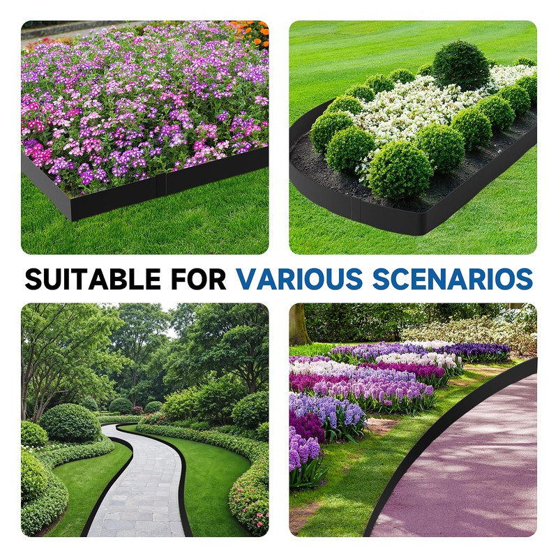 19.7Ft.Galvanized Steel Landscape Edging(6-Pack)-6"x39.4" Metal Garden Edging,7 Clips&Gloves,Hammer-in,No Dig,Rustproof,for Landscaping,Tree