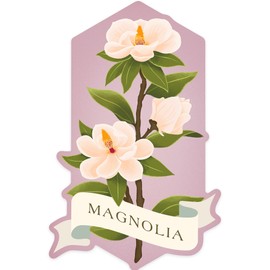 Die Cut Sticker Vintage Flora, Magnolia, Contour Vinyl Sticker 3 to 6 inches, (Waterproof Decal for Cars, Water Bottles, Laptops, Coolers), Large