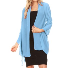 Sakkas 18225 - Jona Women Soft Sheer Chiffon Bridal Wedding Evening Scarf Shawl Wrap Stole - Sky Blue - 7029