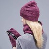 3Pcs Winter Knitted Hat Scarf Gloves Set Fleece Lined Warm