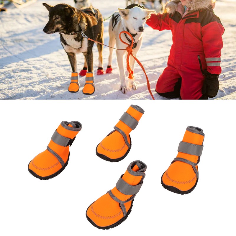 4pcs Dog Boots Soft Rubber Waterproof Pet Dog Paw Protector