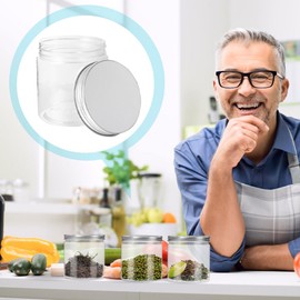 Ciieeo 6Pcs Small Mason Jars with Lids 250ML Clear Plastic Canning Jars with Leak-Proof for Jam Jelly Honey Containers