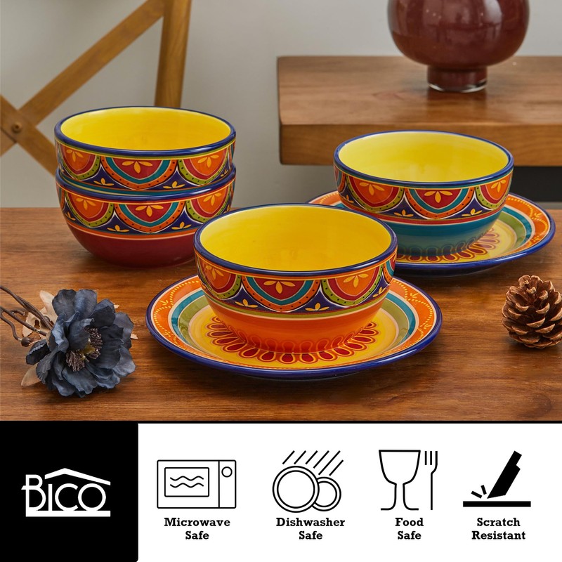 Bico Tunisian Cereal Bowls Set of 4, 26 oz Deep