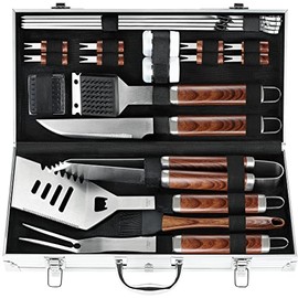 POLIGO 22PCS Camping Grill Utensils Set for Outdoor Grill Set Stainless Steel Grill Accessories in Case - Premium BBQ Tools Grilling Tools Set Ideal Birthday Christmas Grilling Gifts for Men Dad Women