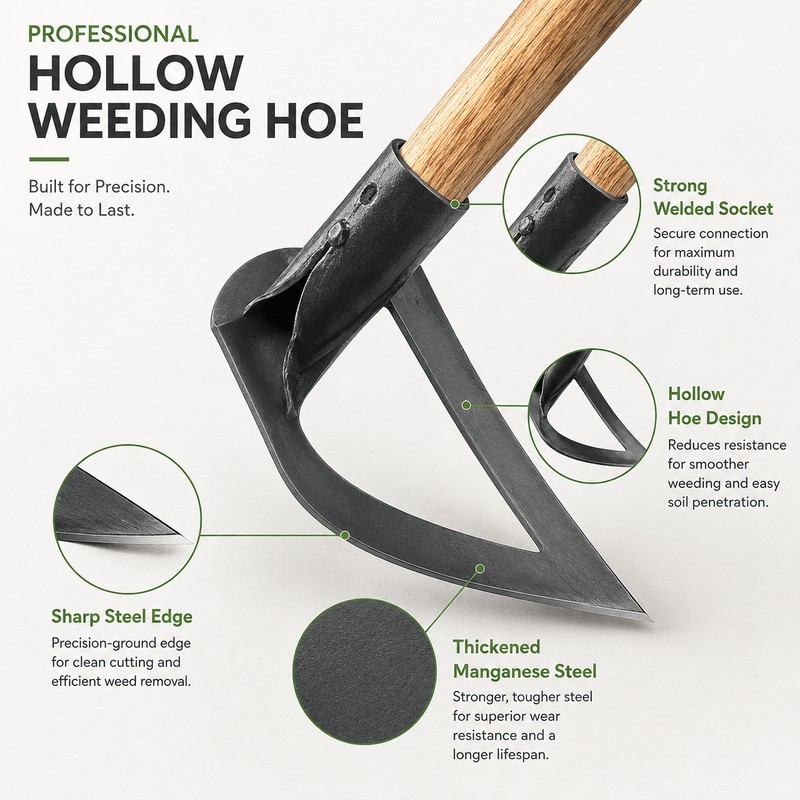 Handheld Hollow Weeding Hoe for Garden Care – Thickened Steel