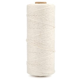 G2PLUS White String,1MM White Cotton String,656Feet Cooking Twine String,Bakers Twine for Cooking,Food Safe Cotton Kitchen String Butchers Twine for Tying Meat,Roasting,Sauage,Turkey(Off-White)