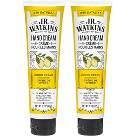 J.R. Watkins Crema hidratante natural para manos, hidratante hidratante con manteca de karité, manteca de cacao y aceite de aguacate, hecho en Estados Unidos y sin crueldad, 3.3 onzas, Paquete de 2