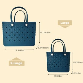 MONSOCIO Rubber Beach Bag Waterproof Durable Tote Bag for Beach Sports Pool Modern Rubber Tote (Dark Blue, Large)