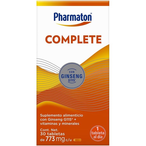 Pharmaton Complete Suplemento Alimenticio para Adultos, 30 Tabletas. Complementa tu