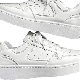 Korean Edition Breathable Student Trend Versatile Casual Shoes with Thick Sole, PVC/Rubber/Fabric Soles, and Laces for Spring/Summer/Fall Athletic Boy - Color: White, Size: 10