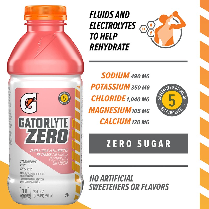 Gatorlyte Zero Electrolyte Beverage, Strawberry Kiwi, Zero Sugar Hydration, Specialized