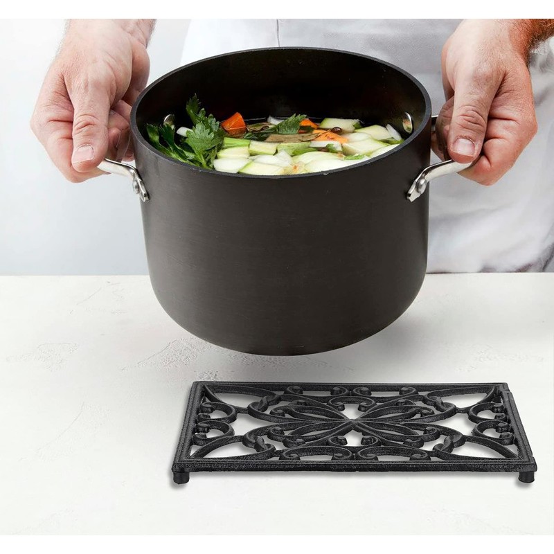 Sumnacon 2Pcs Rectangle 10 x 6.1 Inch Cast Iron Trivet